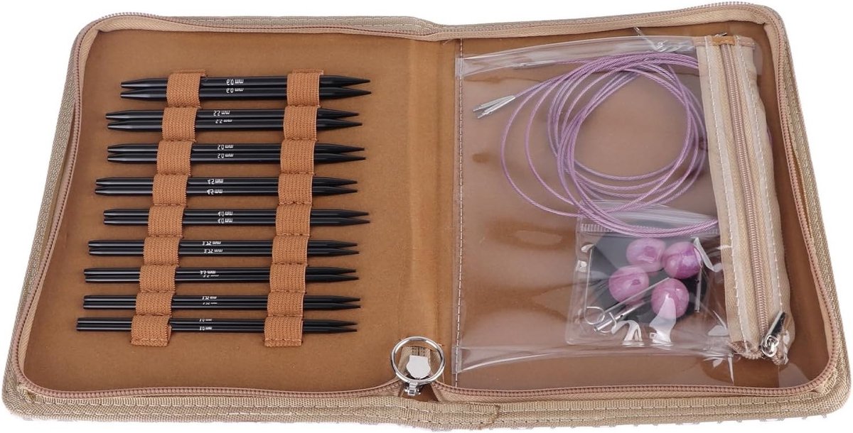 Set van Ergonomische Verwisselbare Rondbreinaalden 3 tot 6 mm met Opbergzak voor Creatieve Projecten en Handwerken