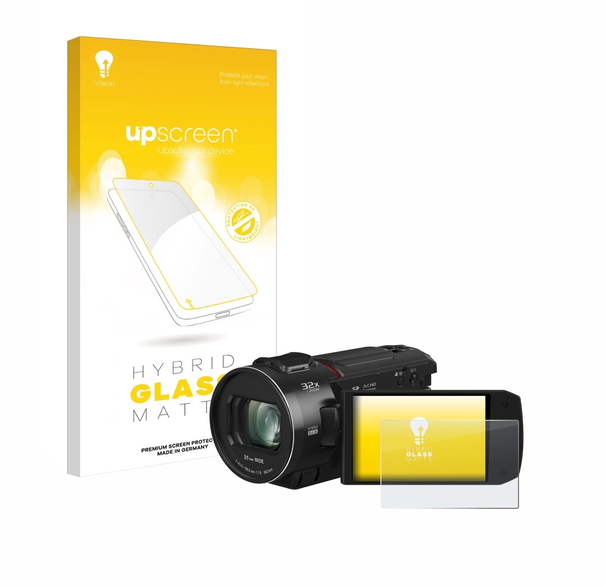 upscreen - Screenprotector voor Panasonic HC-VX3 - Folie Beschermfolie Beschermglas matte