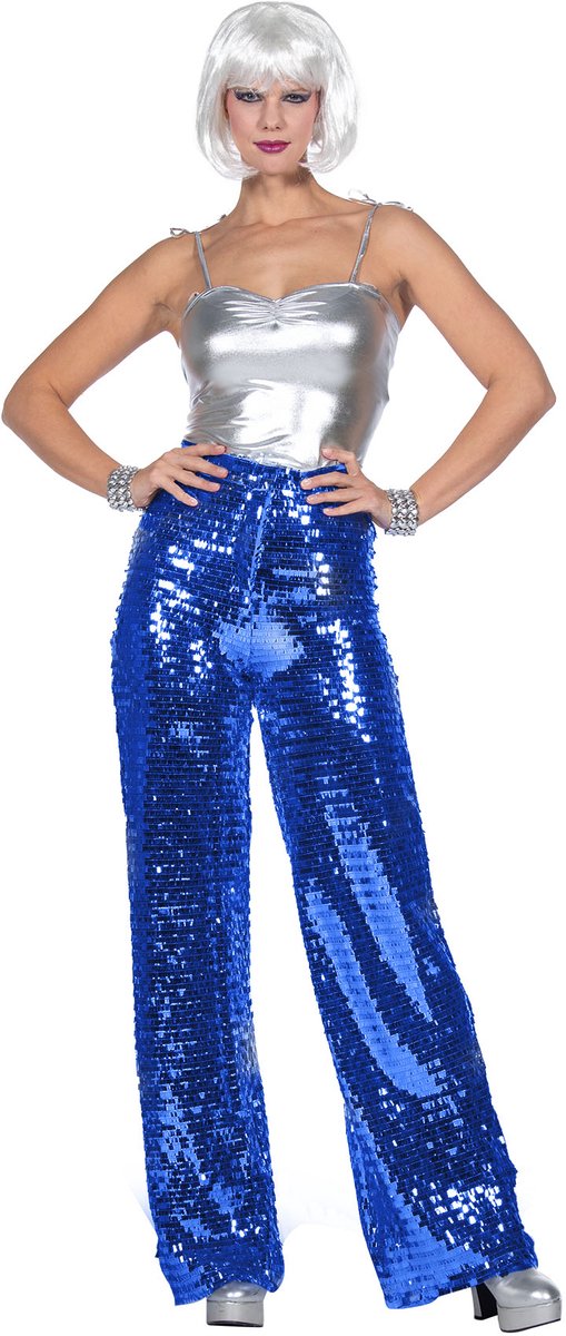 Blauwe Glam Glitterbroek Vrouw