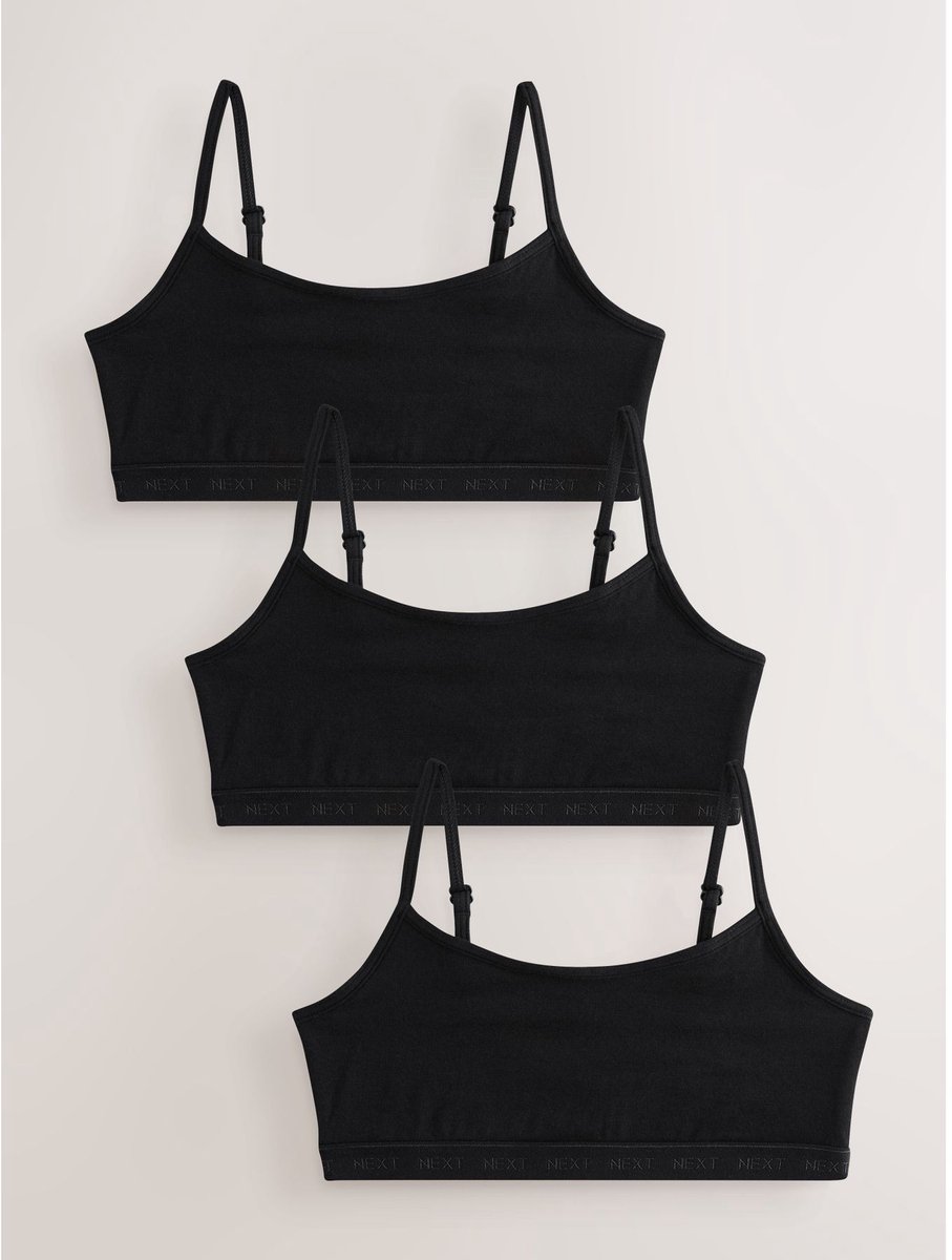 Next - Meisjes - Set van 3 korte tops met bandjes - Zwart