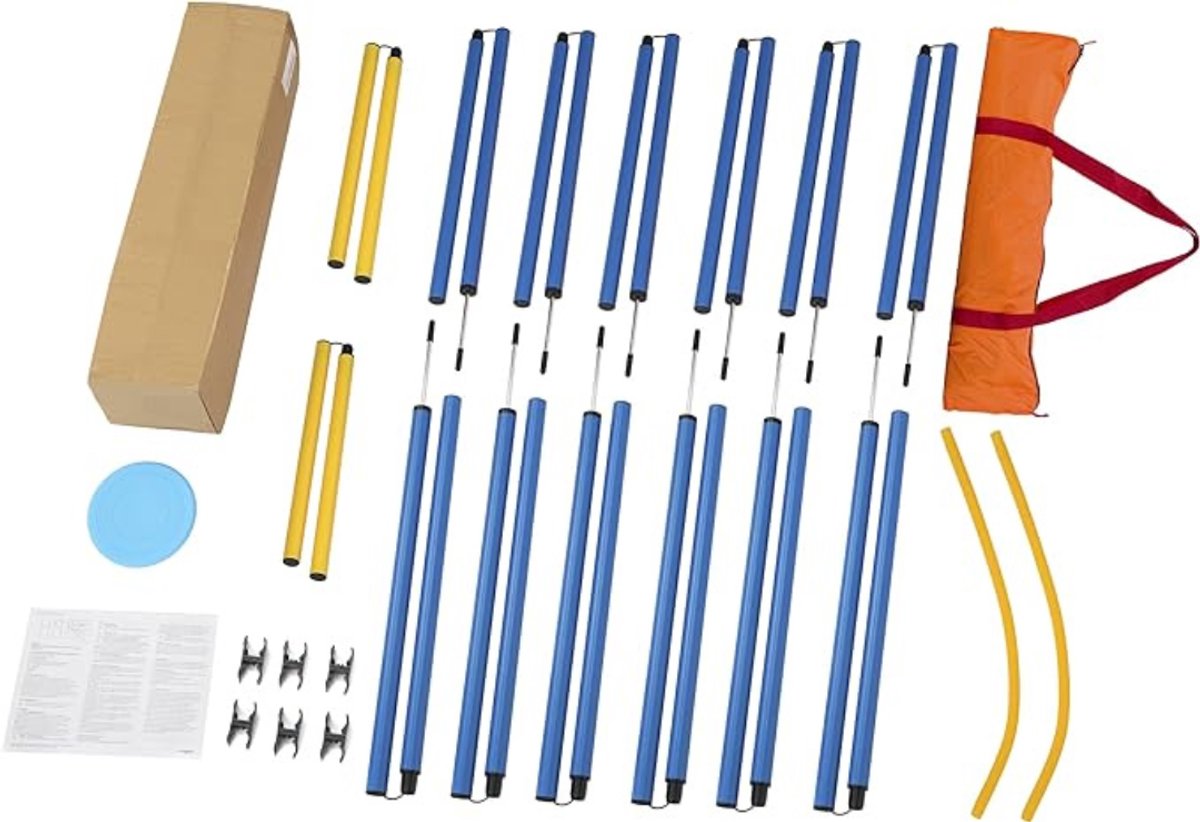 Core® Agility Voor De Hond – Agility Set Met opbergtas - Springring - Blauw-Geel- 79cm x 22cm x 20cm