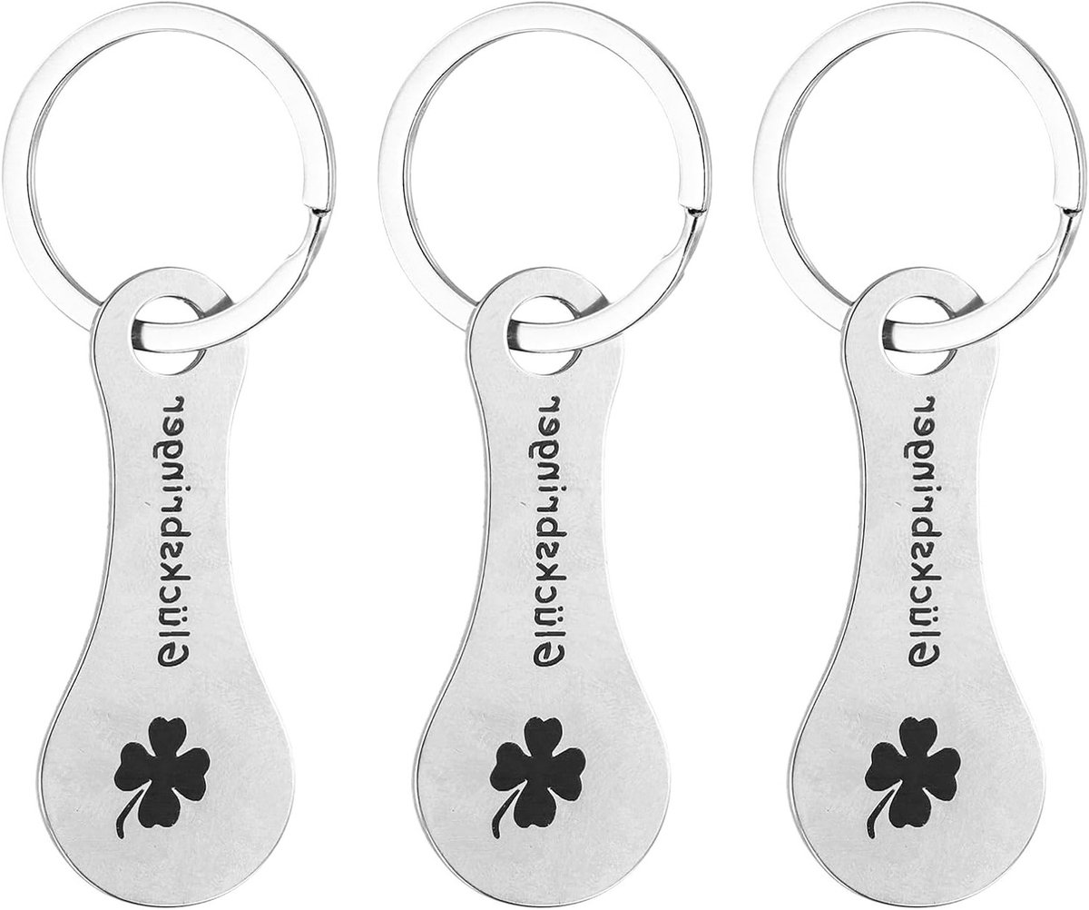 Handige Sleutelhanger voor Winkelwagentjes, 3 Stuks Universele Sleutels, Afneembare Munten voor Trolley, RVS Winkelwagentjes Sleutels, Perfect voor Boodschappen