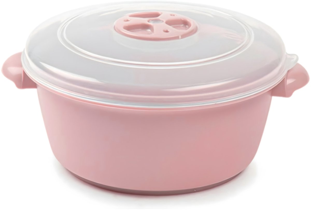 Plasticforte Magnetronschaal met deksel/ventiel - 1L - lichtroze - kunststof - BPA vrij