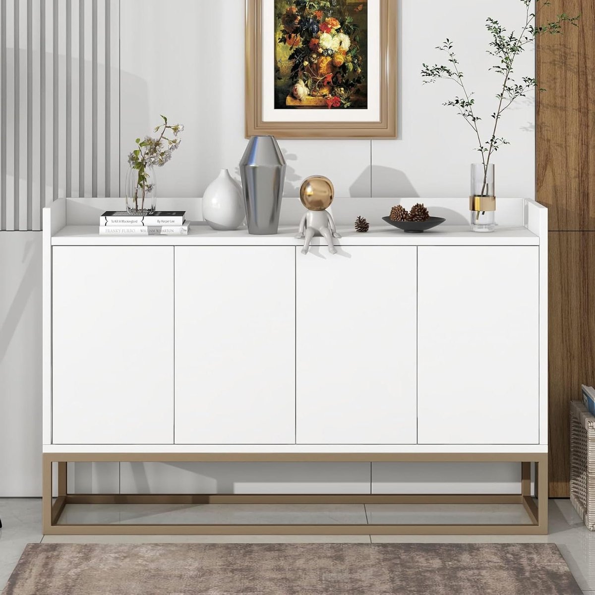 Buffet – Opbergmeubel – Dressoir – Kast – Sideboard – Wit – 4 Deuren – Soft-Close – Compac