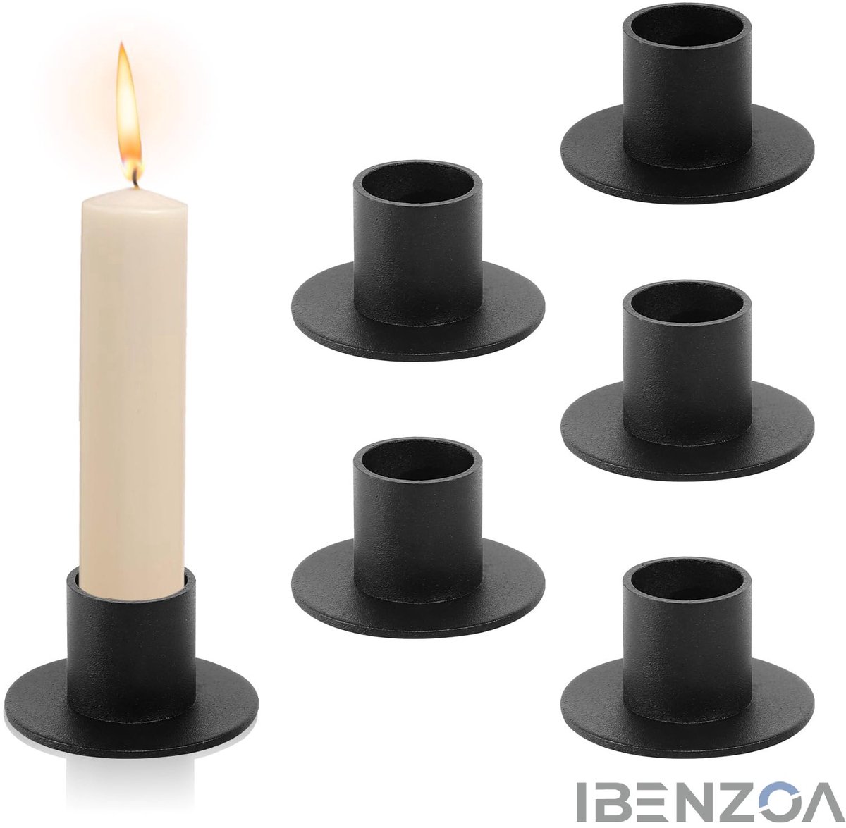 Ibenzoa Kandelaar - Zwart - 6 stuks - Metaal