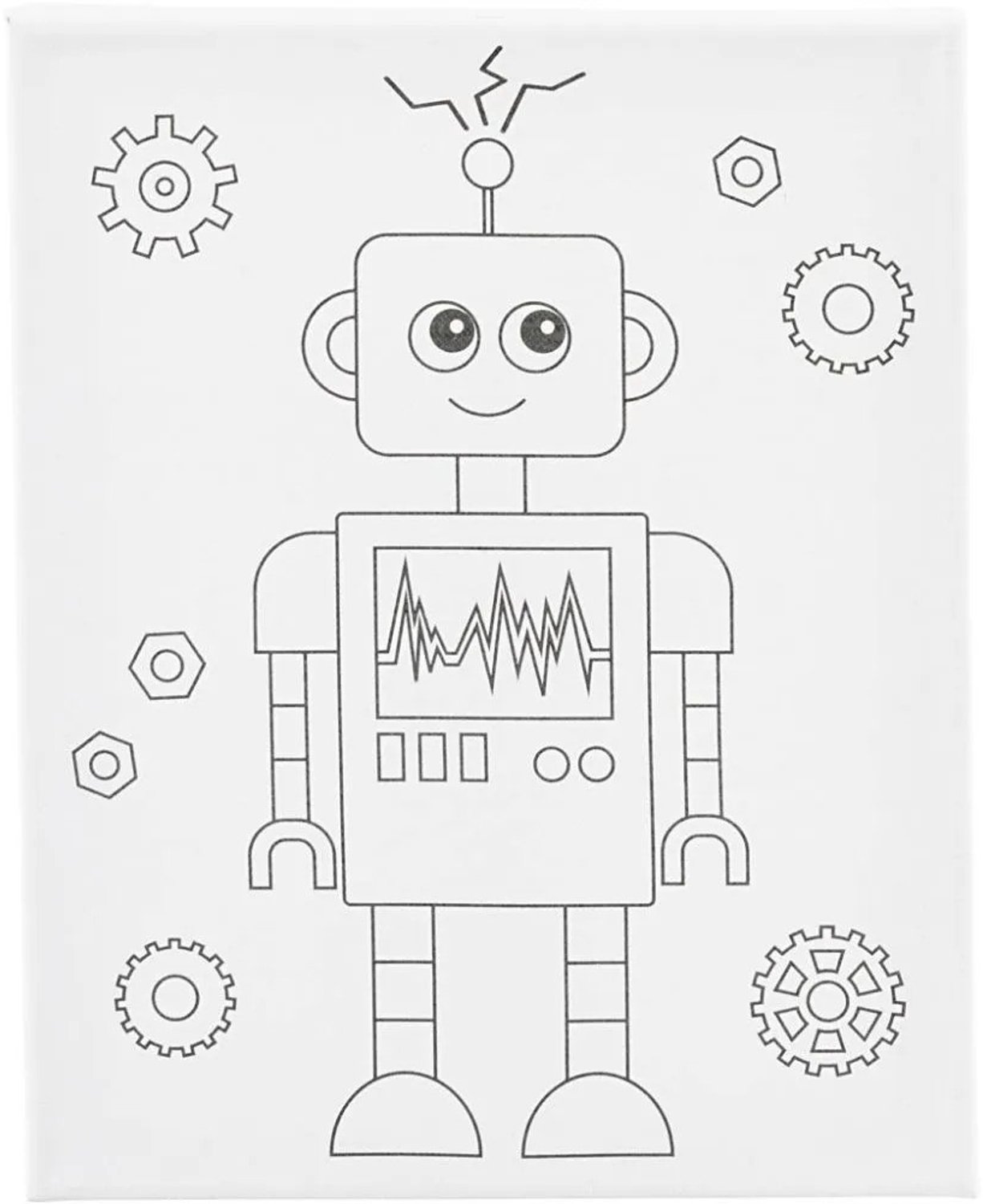 Creativ Company Schildercanvas met print robot - 24x30cm afbeelding