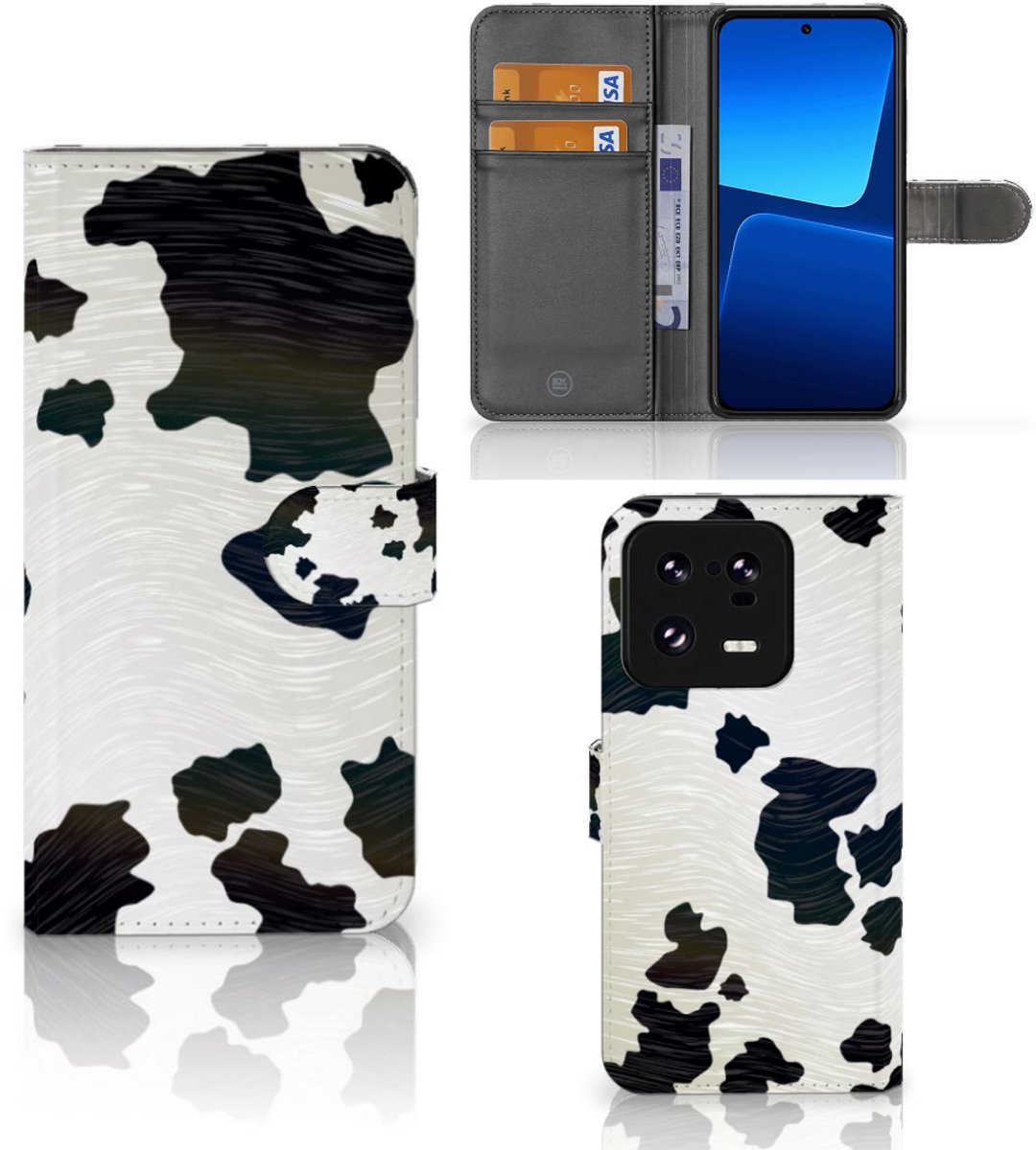 Xiaomi 13 Pro Telefoonhoesje met Pasjes Koeienvlekken