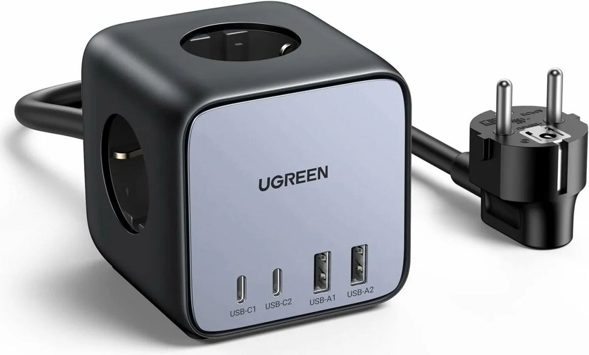 Bol.com UGREEN DigiNest Cube USB-oplader 65 W Randaarde stopcontact, 2x USB-A, 2x USB-C USB PD 2.0, USB PD 3.0, PPS, QC 2.0, QC aanbieding
