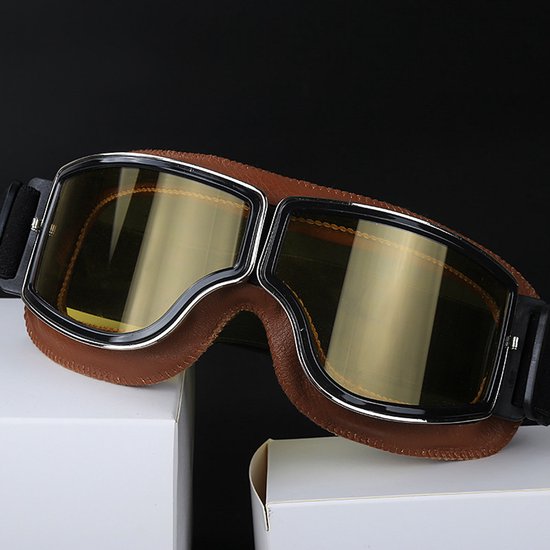 Vintage Pilot Motorbrillen – Lederen Cruiser Scooter Crossbril – Retro Aviator Stijl – Voor Mannen, Vrouwen en Volwassenen