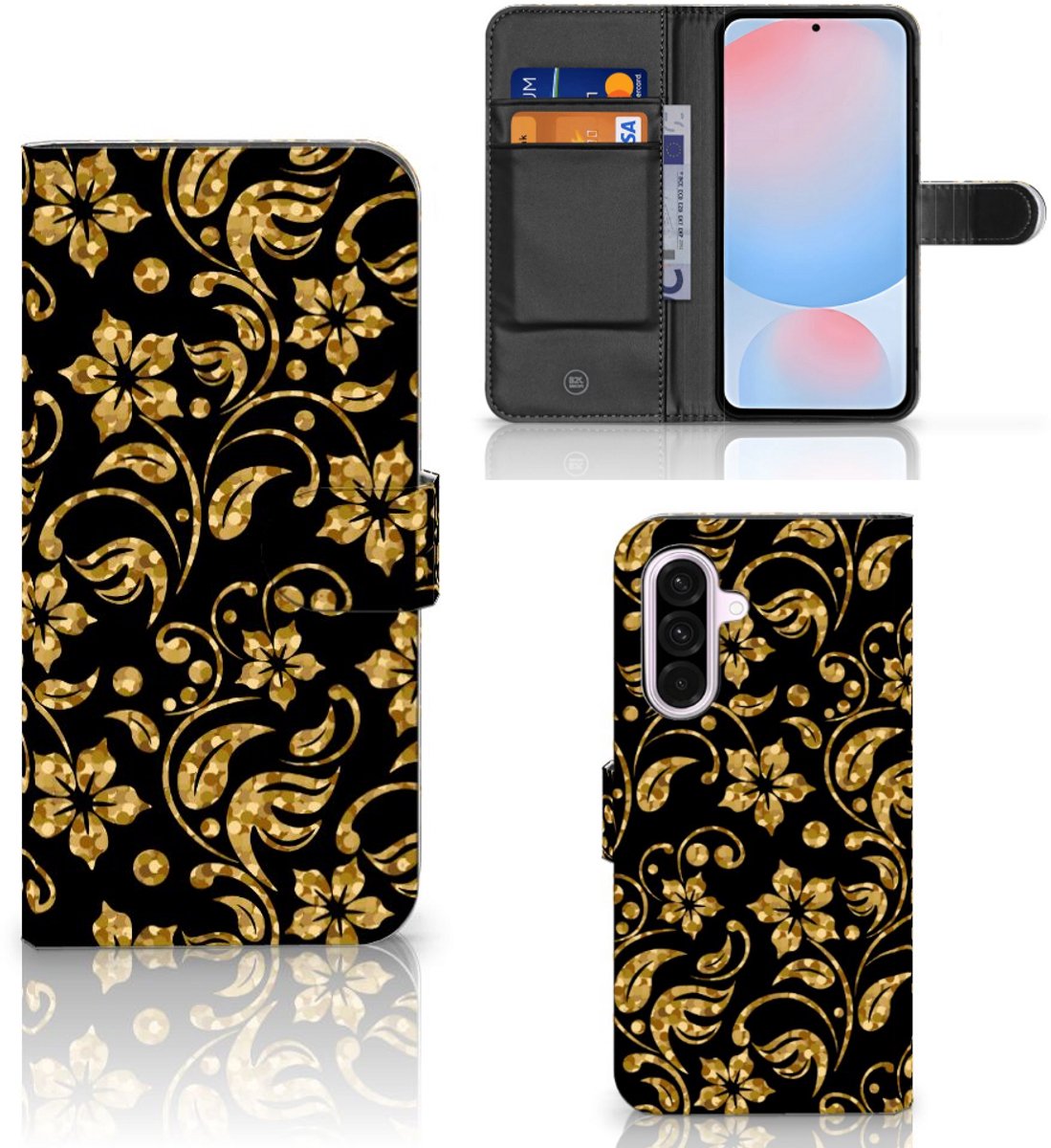 Samsung Galaxy A56 Hoesje Gouden Bloemen