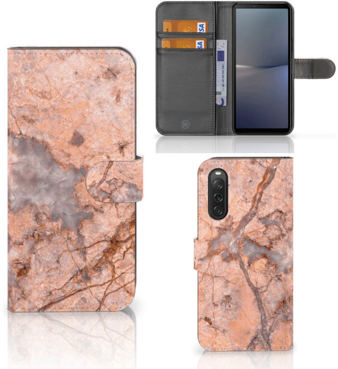 Sony Xperia 10 V Bookcase Marmer Oranje