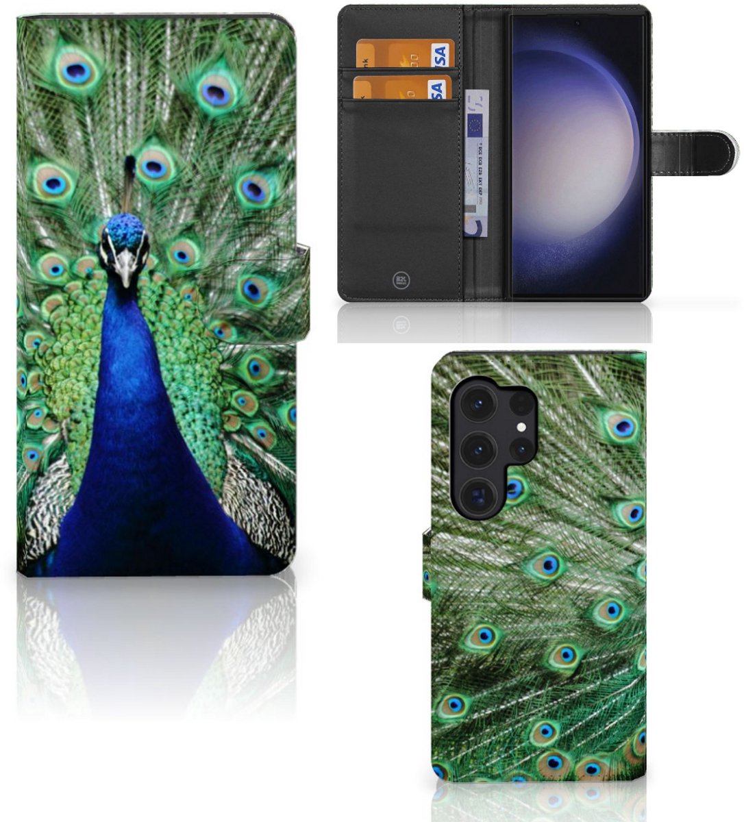 Samsung Galaxy S24 Ultra Telefoonhoesje met Pasjes Pauw