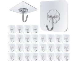 Pack of 30 Extra Strong Adhesive Hooks - Transparent Hooks for Bathroom - Kitchen - Wall and Ceiling - Maximum 10 kg