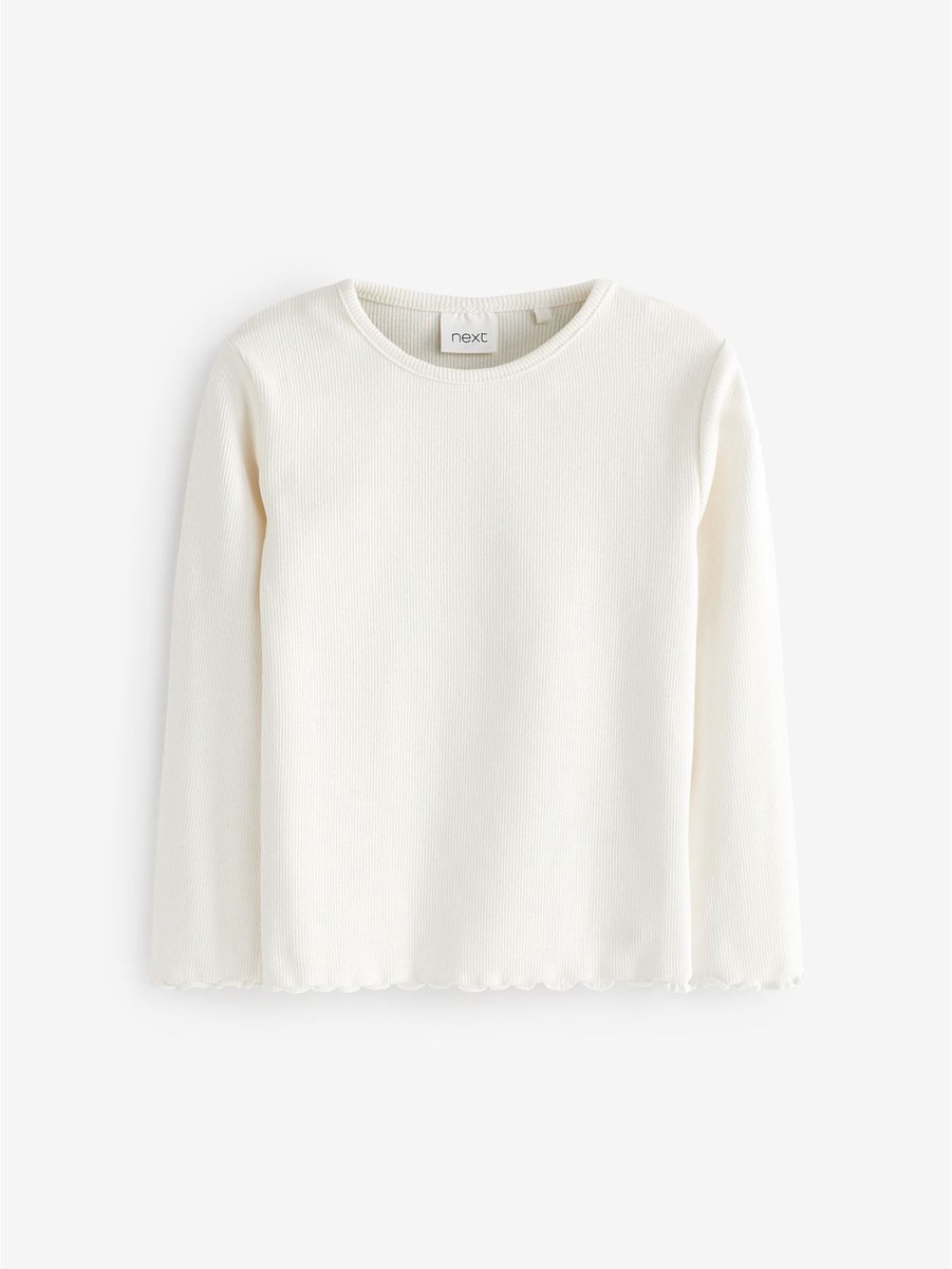 Next - Meisjes - Geribbeld katoenrijk T-shirt met lange mouwen - Wit