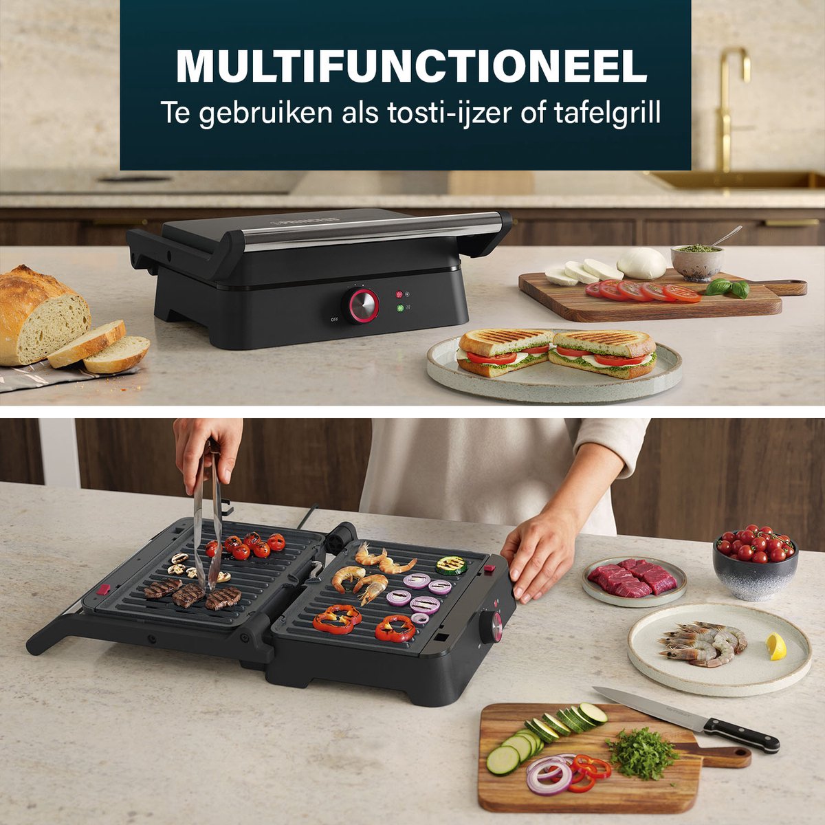Princess Contactgrill - tosti apparaat - Grill 27,5x18cm - 117502 - 1800W - Uitklapbaar - Uitneembare PFAS-vrije platen - vaatwasserbestendig — cadeau in Kookcadeaus - foto 3