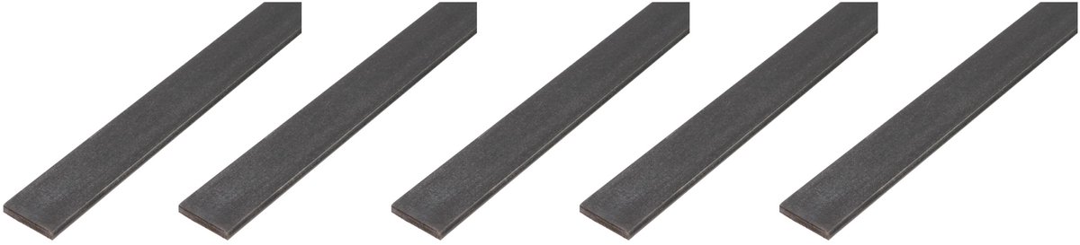 Alberts 5 x platte strip, blank staal, 20 x 2 mm, lengte 1 m