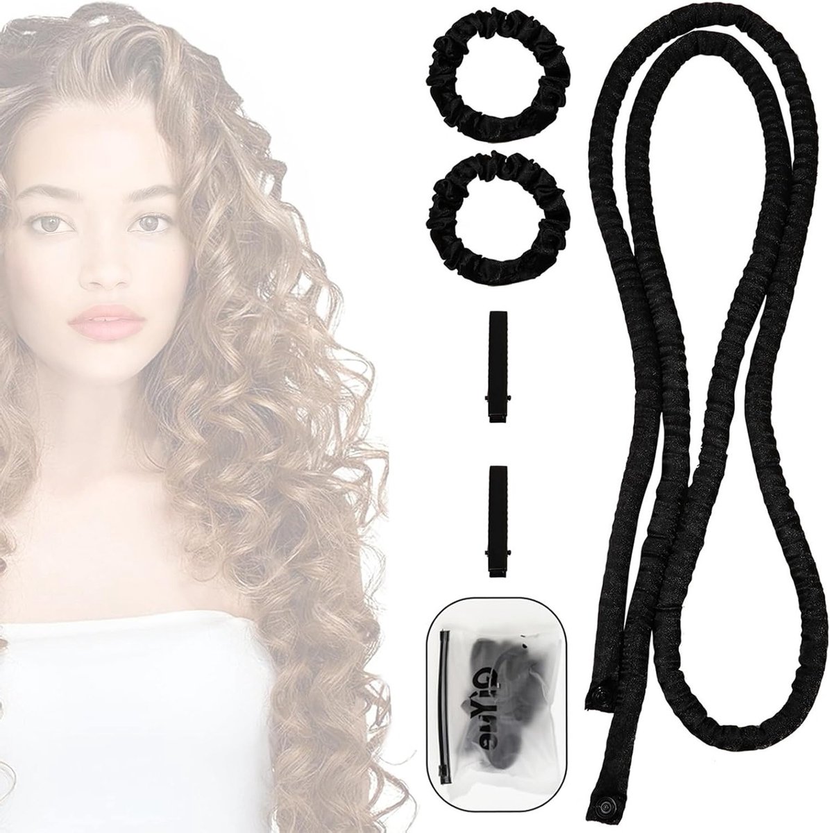 Zonder Hitte Krullenband voor Alle Haartypes, Perfect voor Schouderlang Haar en Langere Stijlen, Creëer Mooie Krullen Zonder Hitte.