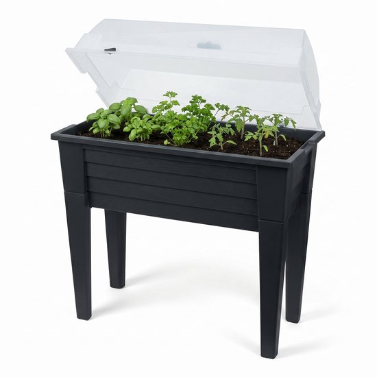 Cheqo® Kweektafel met Deksel en Poten - Kweekbak - Moestuinbak - Moestuintafel - Kweekhuis - Plantenbak - Kruidentafel - Verhoogde Kweekbak voor Groenten en Kruiden - Moestuin - Plantentafel - Groeitafel - Bloembak - Kruidenbak