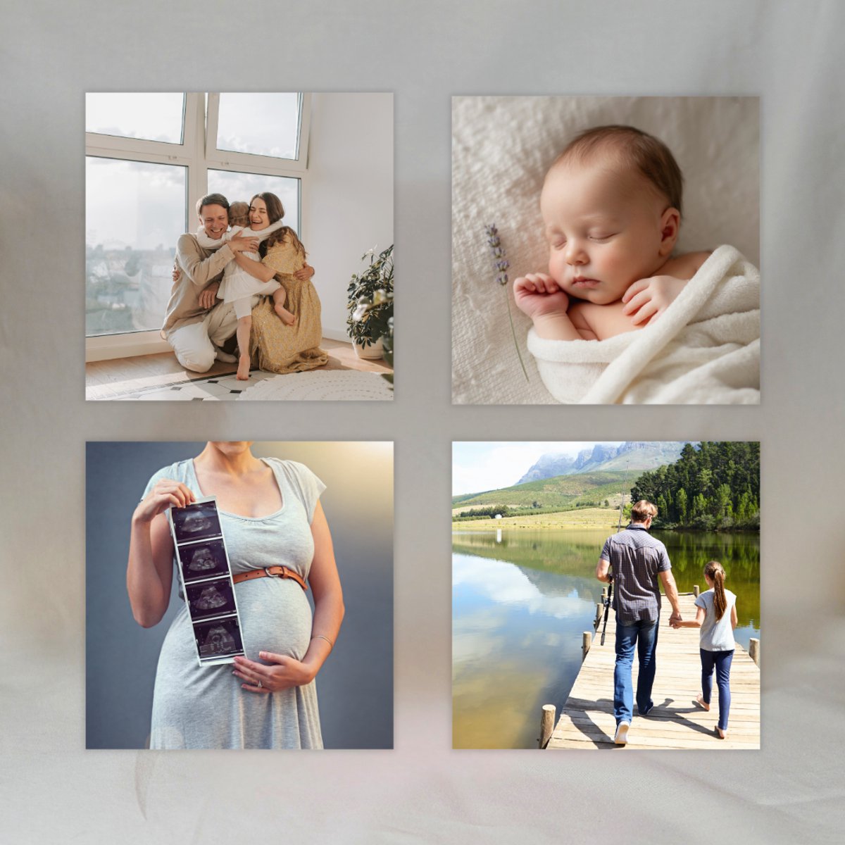 Gepersonaliseerde Fotomagneten – Set van 4 – Magnetische Fototegeltjes 5x5 cm – Foto magneet – Eigen Foto & Tekst – Uniek Cadeau & Woondecoratie