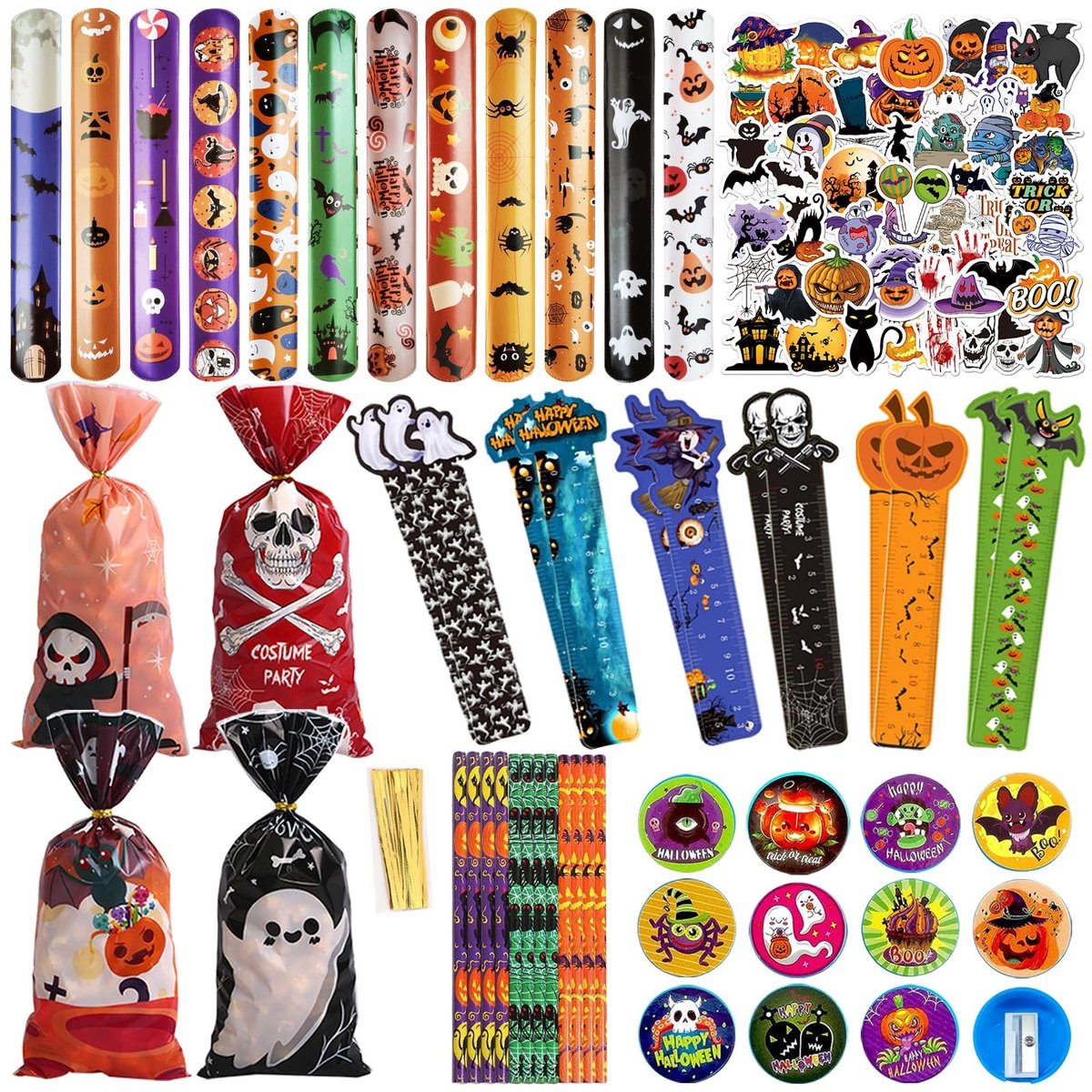 Allecto - Halloween schrijfwarenset - Halloween-cadeautjes - 110 stuks - Feestaccessoires - Kinderen - Schrijfwaren voor Halloween