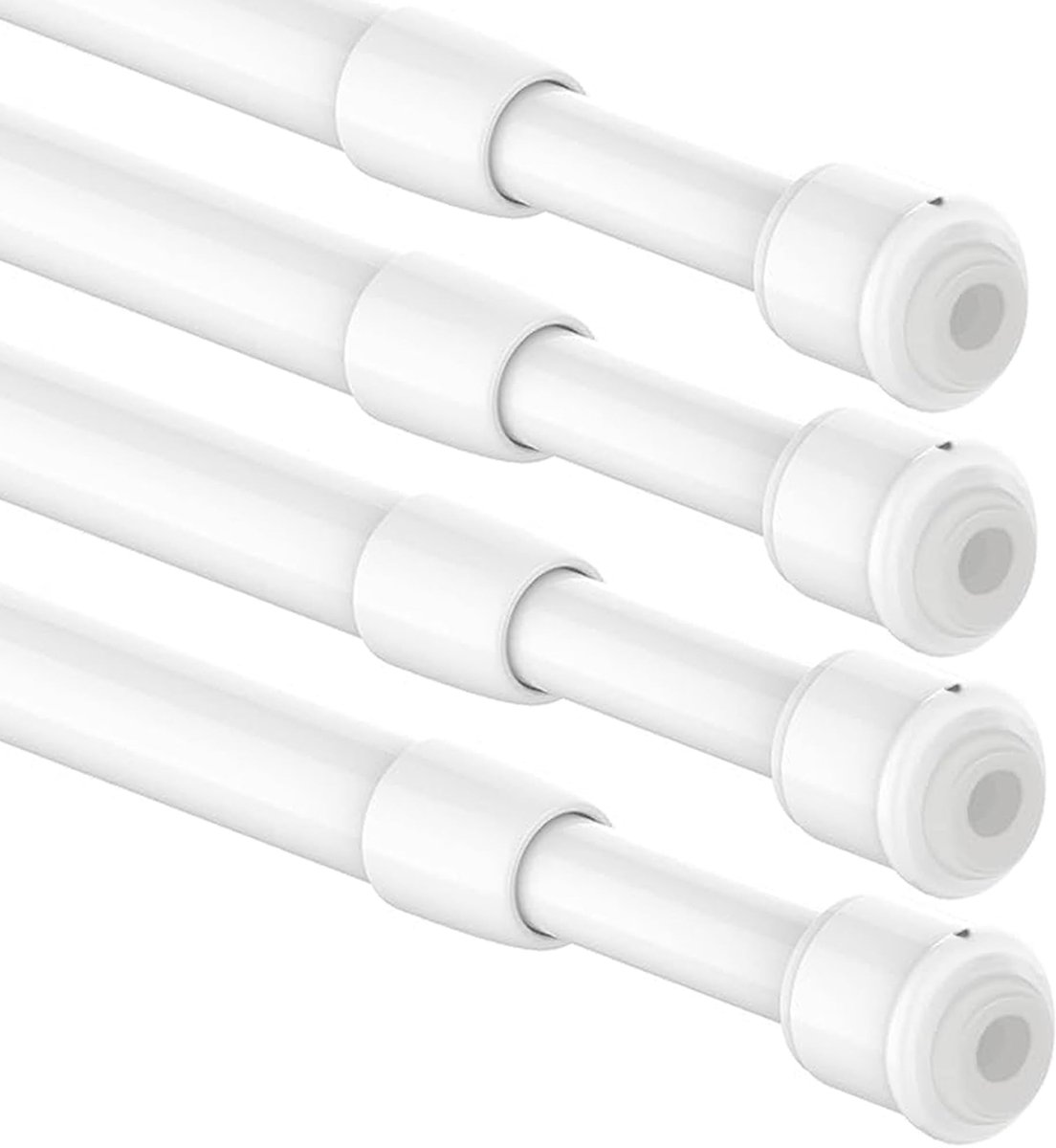 Set van 4 Uittrekbare Gordijnroedes Zonder Boren - Wit (60-80cm, Φ 10mm)