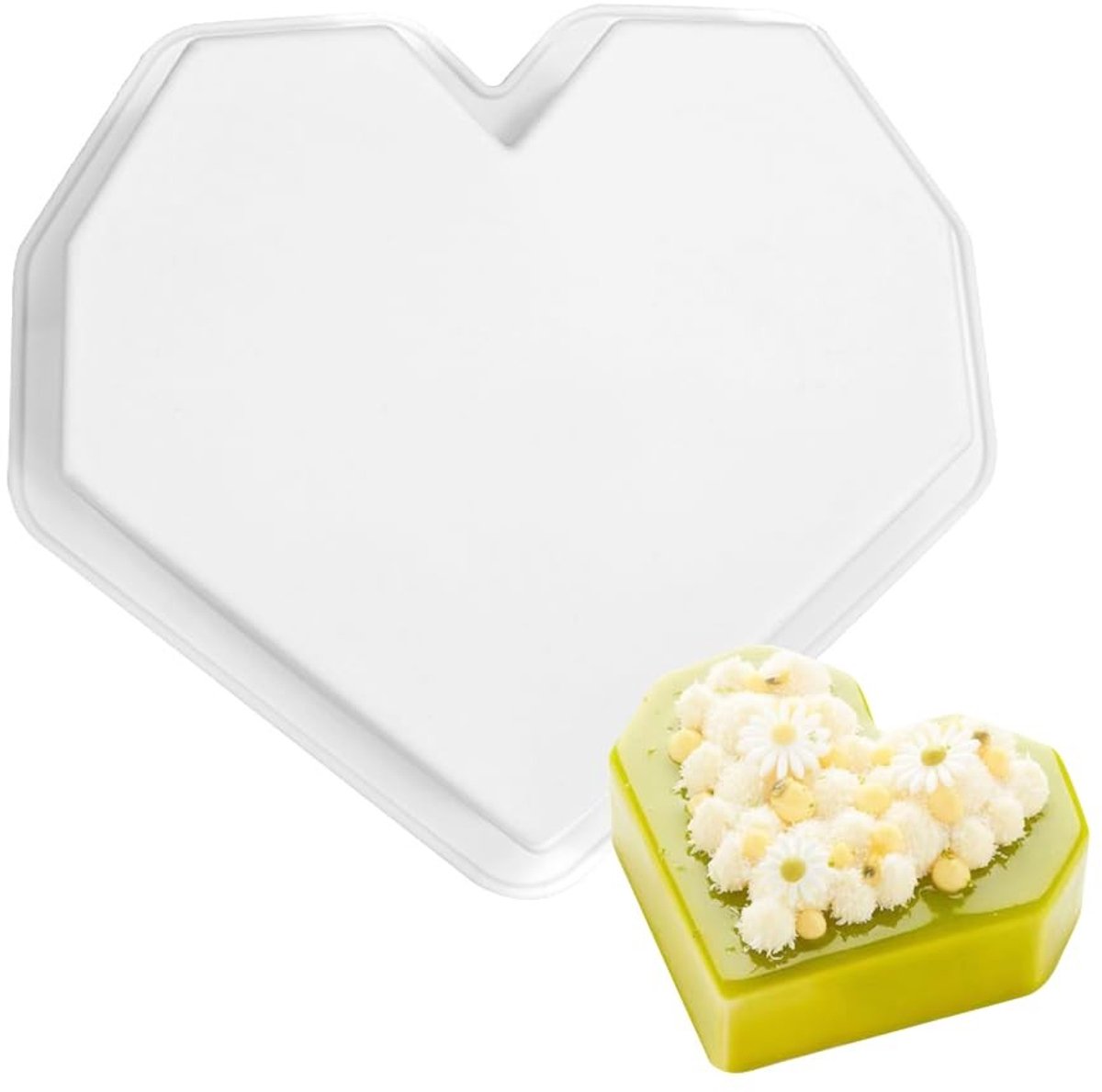 Allecto - Silicone French Mousse Cake Mold - Hartvormige Mold - Perfect voor Mousse en Chocolade - Diamond Hartvorm - Bakvorm voor DIY - Ideaal voo...