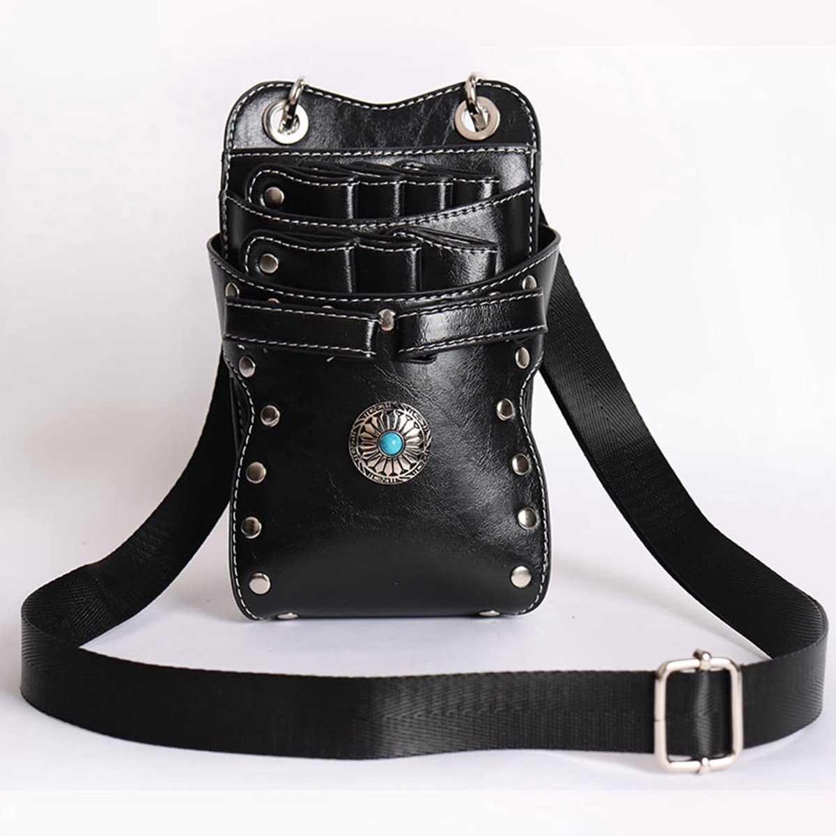 Allecto - Schoudertas voor Kappers - Retro Design - Zwart - Multifunctionele Schaar Tas - Voor Kappers en Dierenverzorgers - Handig - Ruimte voor a...