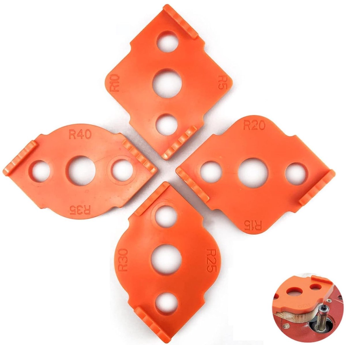 Allecto - Router Freesjablonen - Houtbewerking Tools - Professioneel en Duurzaam - Set van 4 - Hoekradius Templates - Voor Houtbewerking - Geschikt...