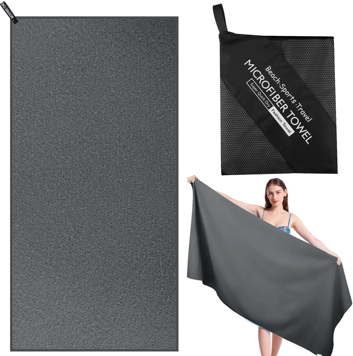 Allecto - Microfiber Strandlaken - Sneldrogend - 180x80cm - Compact Reizen - Ideaal voor G