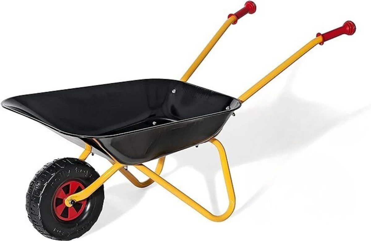 RUX® Kruiwagen Kind - Kruiwagen Speelgoed - Tuingereedschap Kind - Zwart/Geel/Rood - 80cm x 38cm x 41cm