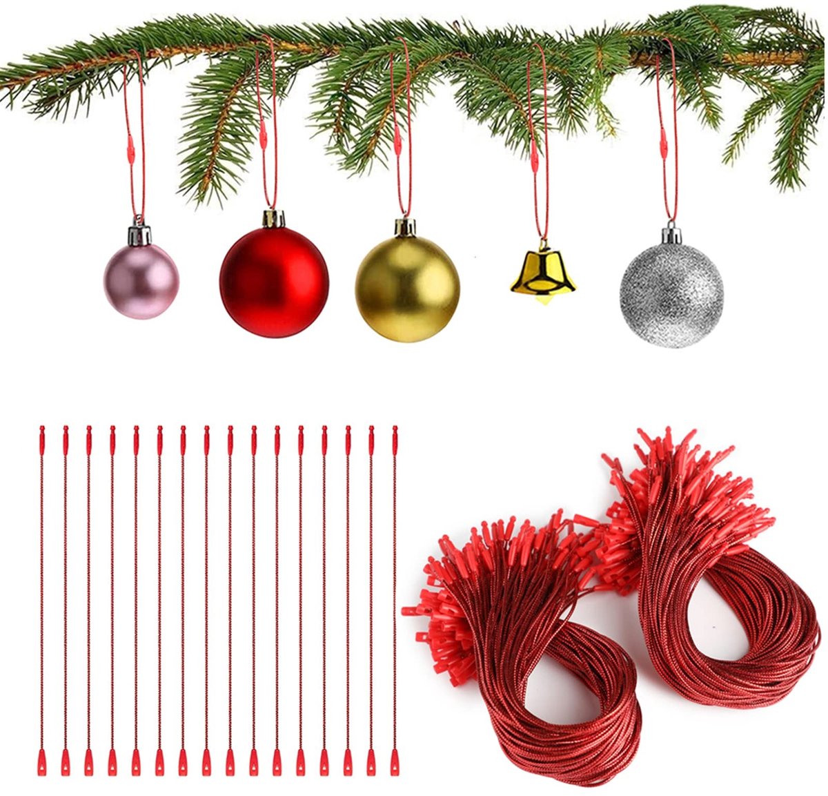 MTTProducts - Kerst Ornament Haken - Decoratie Haken - Gebruiksvriendelijk - Rood - Versiering Haken - Perfect voor Kerstmis - 200 Stuks