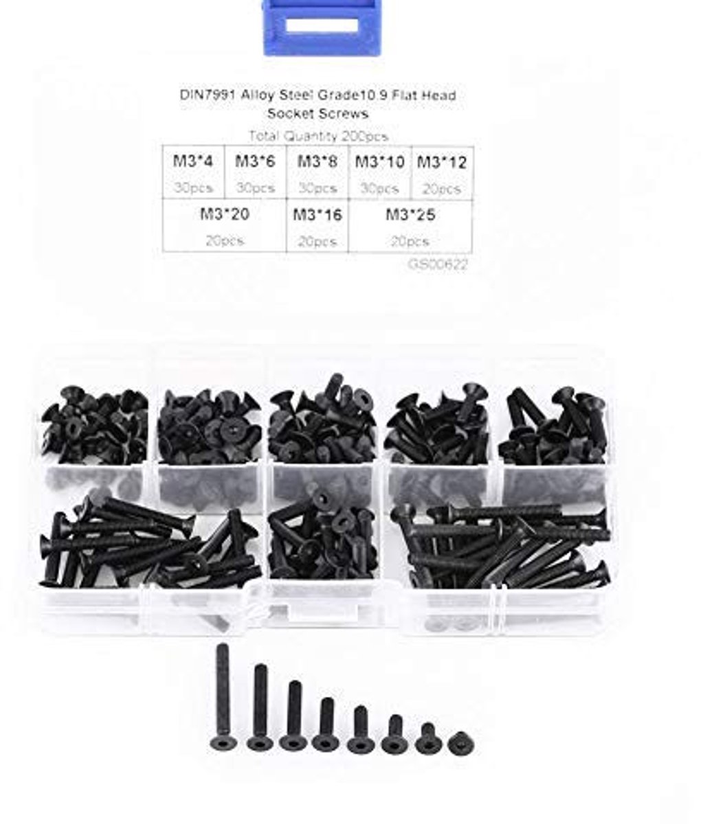 ONF3 - M3 Hex Schroeven - 200 Stuks - Hoogwaardige Kwaliteit - 10.9 Grade - Corrosiebestendig - Ideaal voor Machines - Assortiment Kit