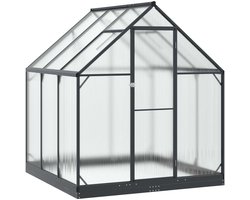 vidaXL - Tuin - Serre - met - de - deur - Antracietkleurig - 183,5 - x - 183,5 - x - 207 - cm - Budgetkeuze