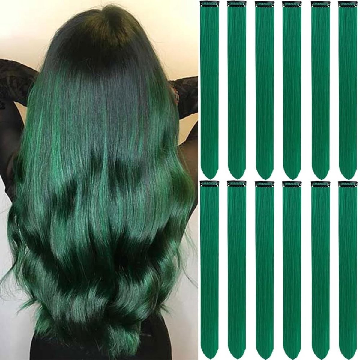6 Stuks Gekleurde Haarverlengingen Clips - Naadloze Haarextensions voor Dames in Diverse Kleuren