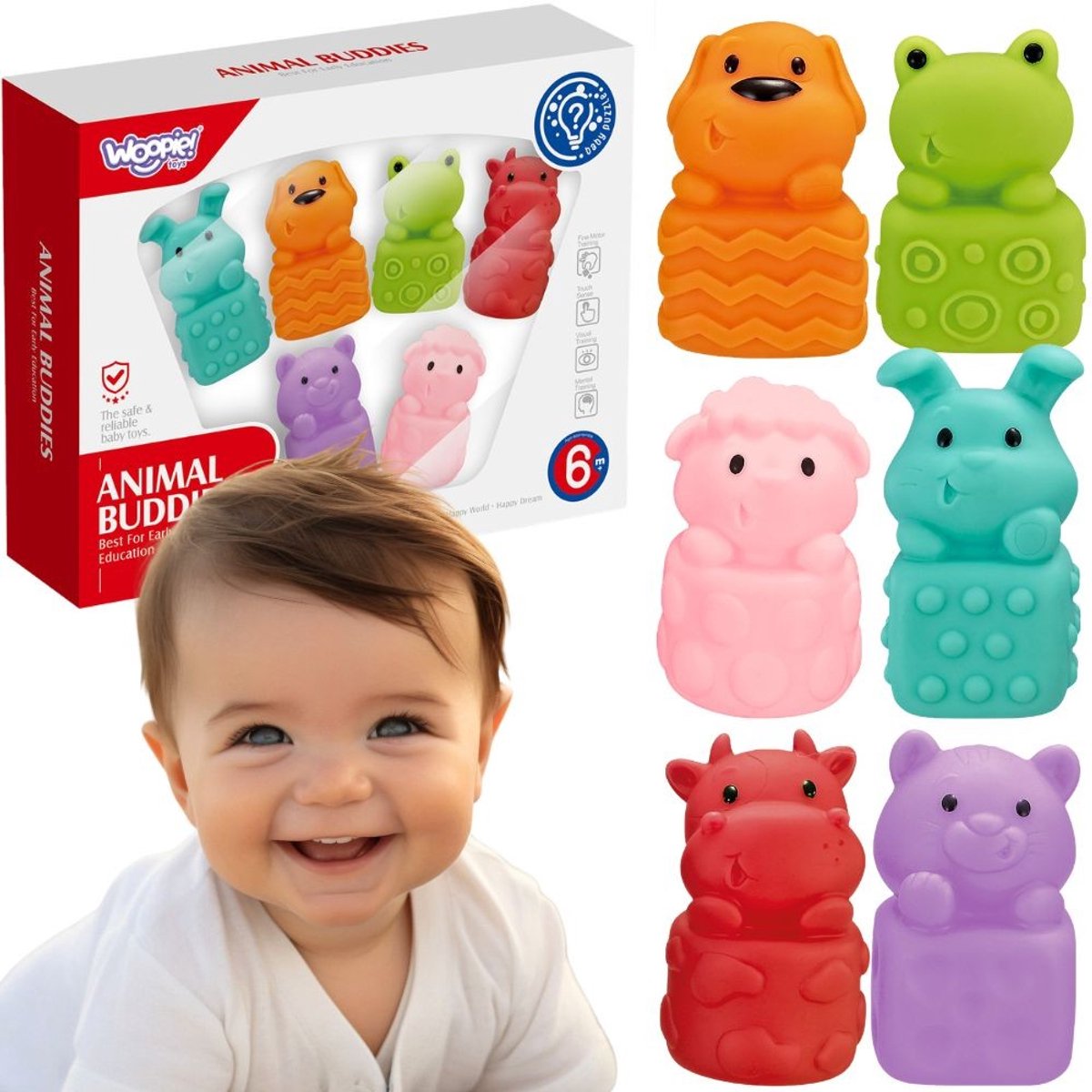 Woopie Baby Zachte Zintuiglijke Dieren Set van 6 - UNI