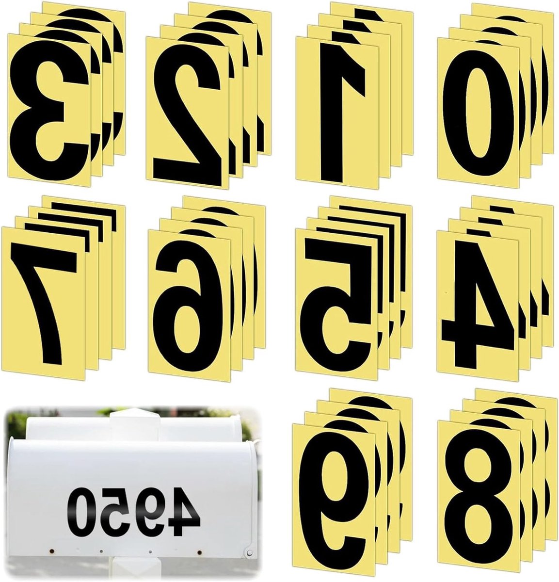 Set van 40 weerbestendige nummerstickers voor huisnummers, brievenbussen en afvalcontainers, zelfklevend en duurzaam