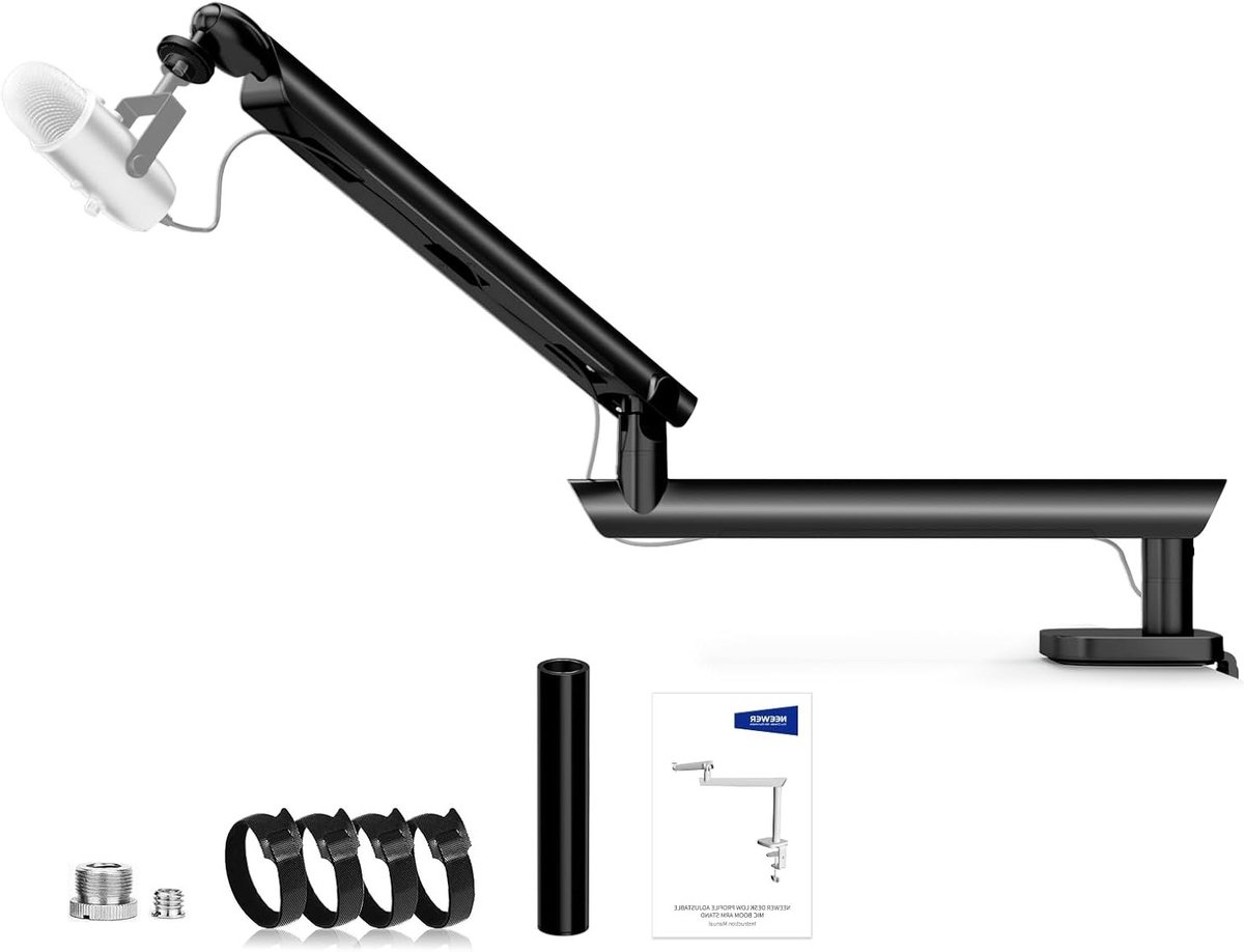 Professionele Microfoonstandaard met Demping, Boomarm voor Desk en Ball Head, Geschikt voor Diverse Microfoons zoals Blue Yeti en HyperX QuadCast