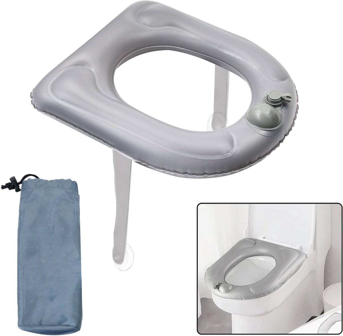 Opblaasbare Toiletzitting Kussen met Zuignap - Verhoogde Toiletstoel voor Volwassenen, Vermindert Staartbeenpijn en Verhoogt Comfort