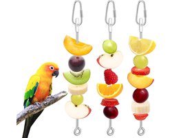 Voederstation voor Vogels met 3 Stuks - RVS Vogelvoederhaken en Parrotskewers voor het Voeden van Vogels en Dieren