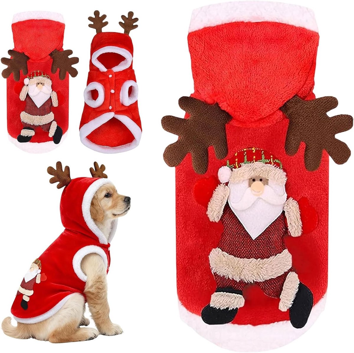 Kerstkostuum voor Honden en Katten, Feestelijke Outfit voor Huisdieren tijdens de Kerst en Nieuwjaar, Perfect voor Dierenfeestjes (M)