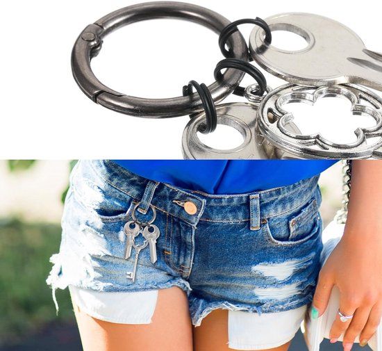50 Stuks Kleine Sleutelhangers Splitringen, 12mm Zwarte Metalen Mini Sleutelringen, RVS Ringen voor Sleutelhangers, Oorbellen en Creatieve Klussen — afbeelding 4