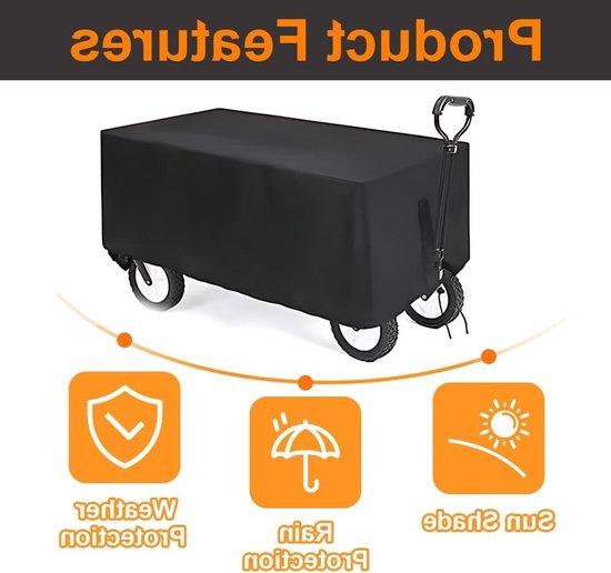 Dailygoods- Bolderkarhoes Waterdicht - Opvouwbare Tuinwagenhoes - Oxford-Stof - Verstelbaar - Inclusief Opbergtas - Zwart (95 x 60 x 50 cm) van Dailygoods — afbeelding 2