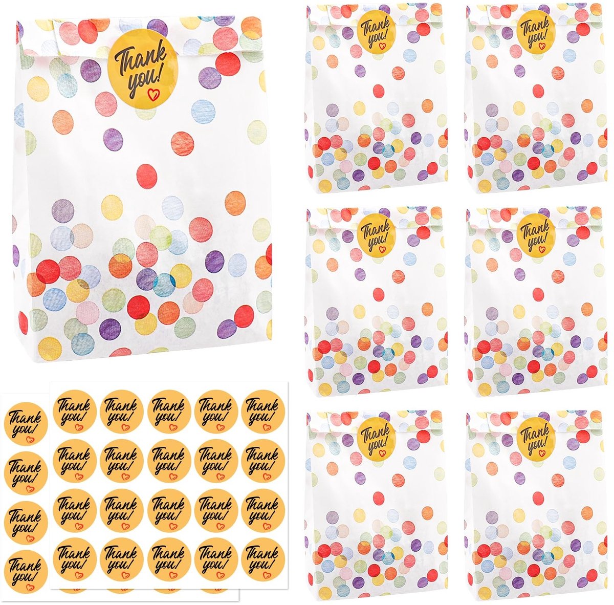 Store_8 - Cadeautassen - Feestelijke geschenkverpakkingen - Set van 30 - Papieren tassen voor kinderen - Inclusief stickers - Voor verjaardagen en ...