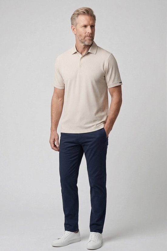 Baileys – Heren – Poloshirt – Korte mouwen – Seersucker – Polo – Beige – 615244-81