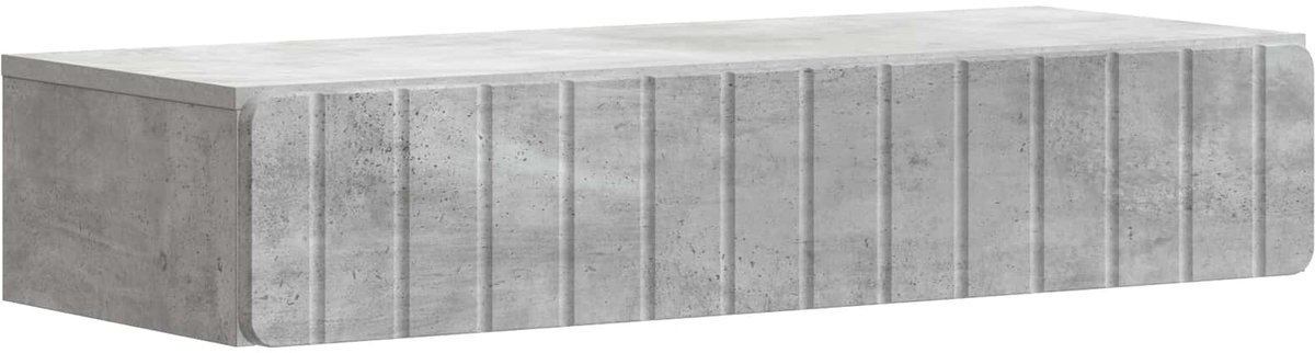 vidaXL Wandgemonteerde - Zijtafel - 87,5 - x - 34,5 - x - 17 - cm - Bewerkt - hout Betongrijs