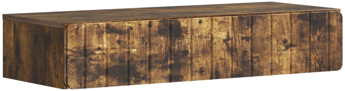 vidaXL Wandgemonteerde - Zijtafel - 87,5 - x - 34,5 - x - 17 - cm - Bewerkt - hout Gerookt eiken