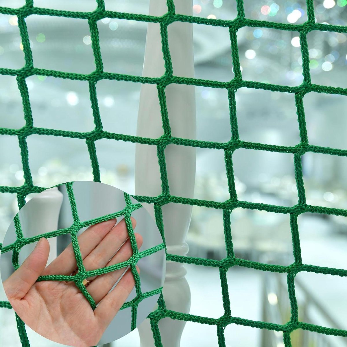 Veiligheidsnet Touw - Beschermnet Huisdier - Valpreventie Kinderen - Knooploze Dubbele Naald - 4mm Dikte - Grijs