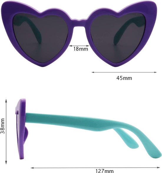 Kinder Zonnebril Hart - Meisjes Jongens - Buiten Spelen - Flexibel Rubber Frame - Polarized UV Bescherming - Paars Groen van Merkloos — afbeelding 5