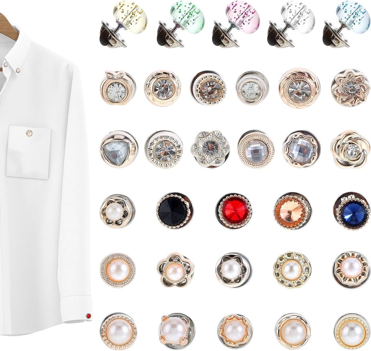 30 Stuks Lapel Pins: Dekking met Parels, Herbruikbare Broches, Onzichtbaar voor Blouses en Jurken, Perfect voor Modeaccessoires