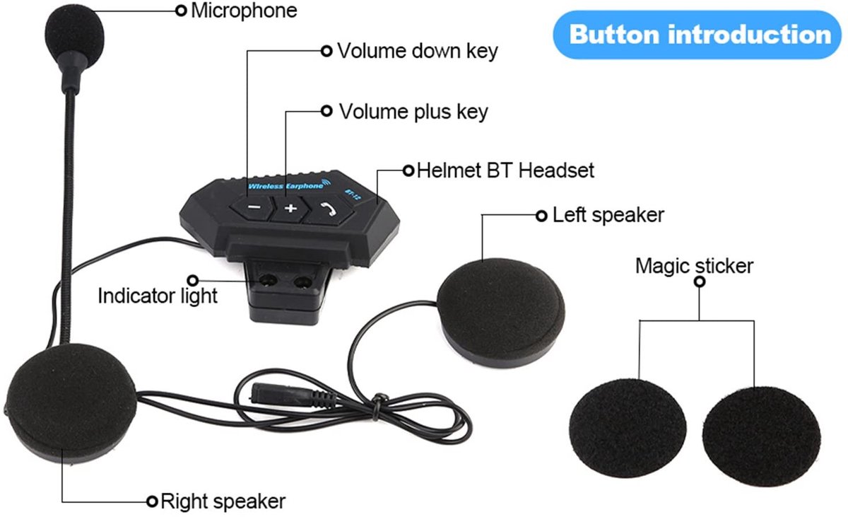 SPHProducts - Helm Bluetooth Headset - Motorhelm Headset - Handsfree Bellen - Hoofdtelefoon - Hoge Geluidskwaliteit - Communicatiesysteem - Geschikt v thumbnail 3